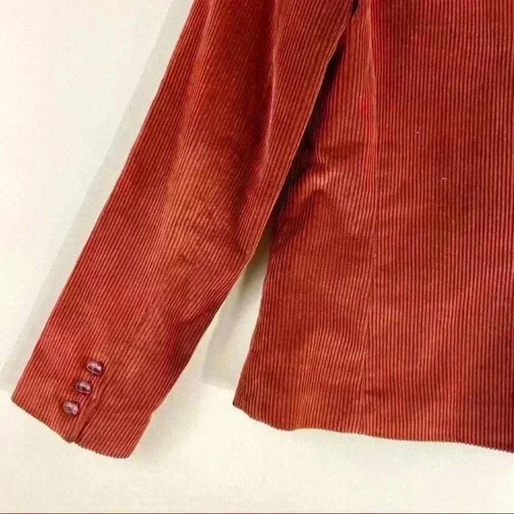 SILVER UNICORN Silver Corduroy Burnt Orange Button Y2K Blazer Jacket Size 11 - Picture 6 of 8